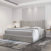 Oliver Hydraulic Lift-Up Storage Bed – Light Gray
